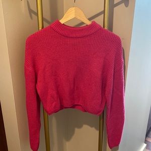 Hot pink cropped long sleeve sweater